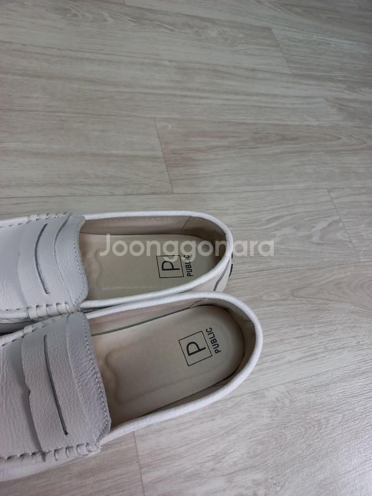 (235)피유블릭 천연소가죽 로퍼/드라이빙 슈즈 화이트--5