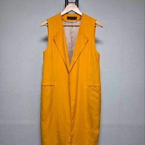 S 자라 ZARA 린넨 블랜딩 오픈형 롱 베스트 자켓