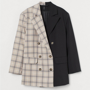 새제품 남녀공용 H&M 투톤 체크 자켓 아수라 더블자