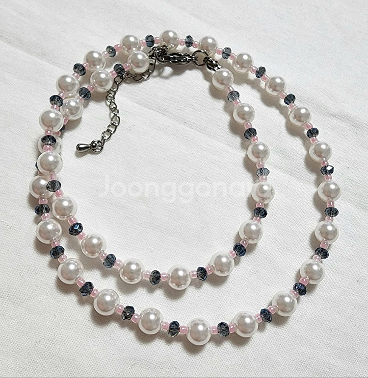 핸드메이드 핵진주 크리스탈비즈 목걸이 (6mm)--1