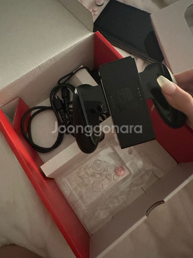 닌텐도 스위치 oled 풀박스 + 모동숲 칩 +액세서리--7
