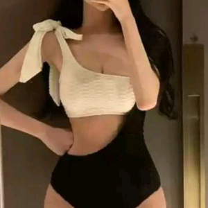 폴댄스의상 원피스모노키니 블랙&화이트 XL