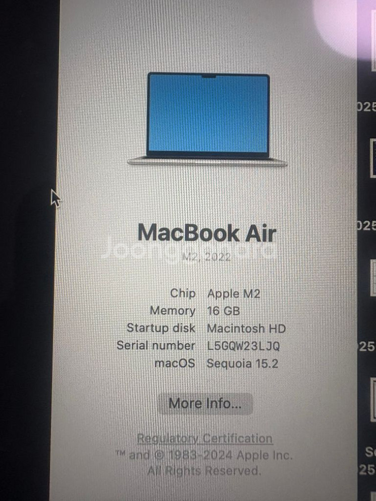 맥북 m2 13인치 16GB/256GB/ 스타라이트--4