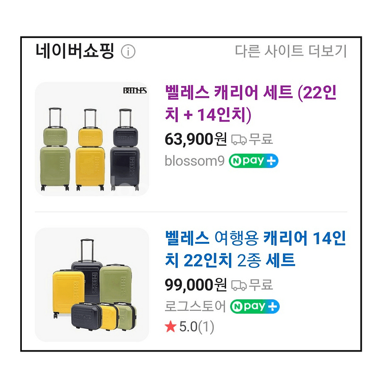 벨레스 캐리어 세트 22인치+14인치 세트--1