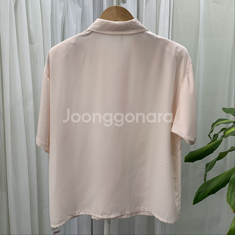 일본 빈티지 골프 자수 반팔 카라 블라우스--2