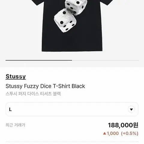 스투시 퍼지 다이스 티셔츠 블랙 L--3