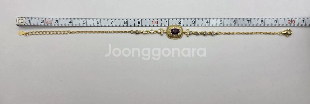 새제품 S925 순은 루비 팔찌 골드색 찐한 피색 루비--8