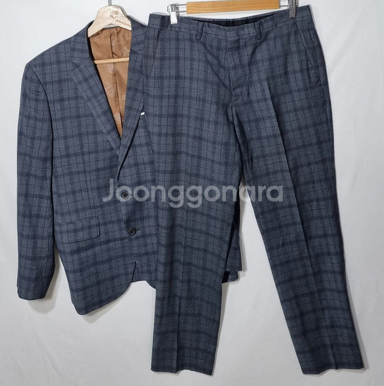 L (100) VINO 그레이 체크 정장 수트 셋업--0