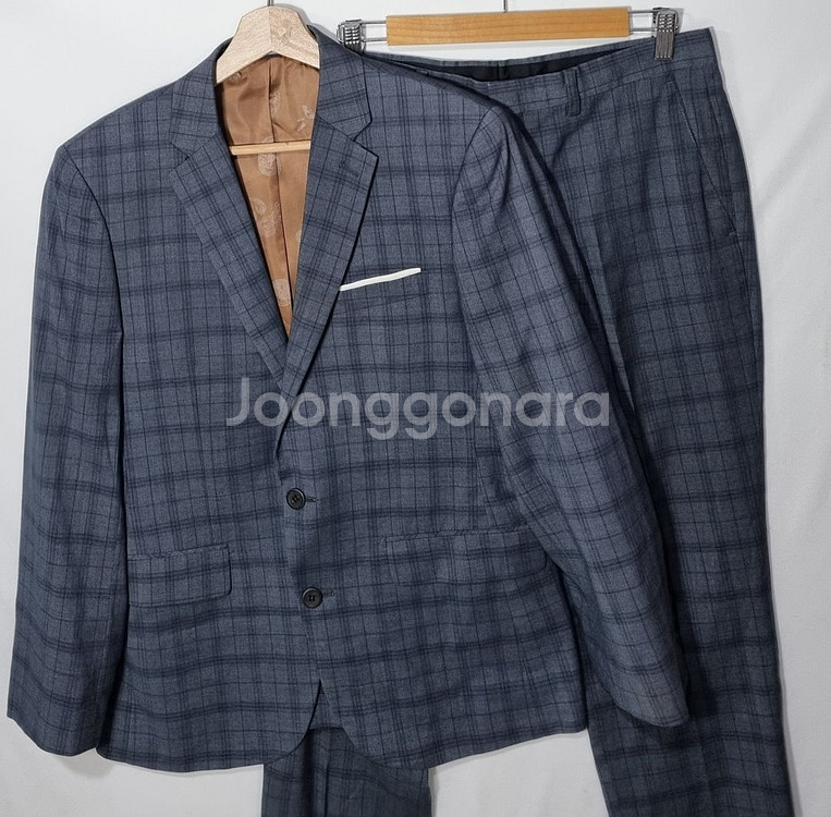 L (100) VINO 그레이 체크 정장 수트 셋업--1