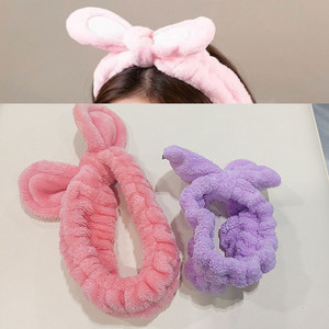토끼 헤어밴드 세안밴드 머리띠 타월 극세사 핑크 보라
