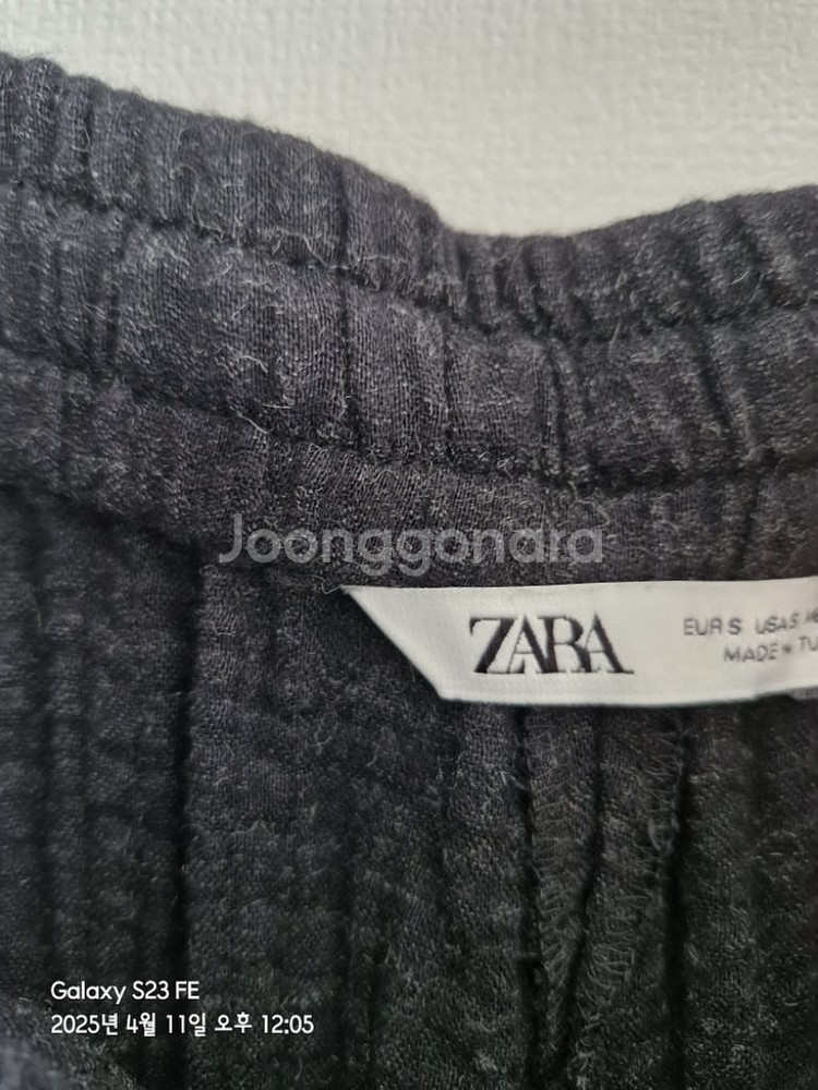 자라 검정 세미배기 통바지--3