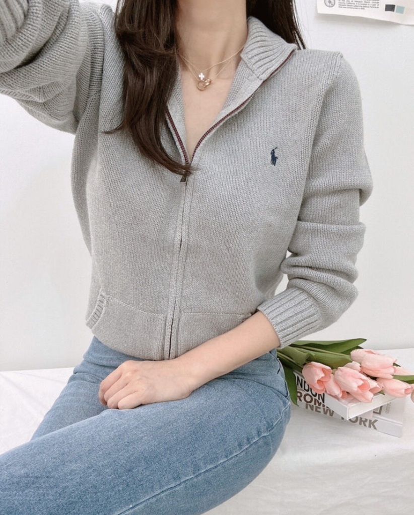 폴로 랄프로렌 보이즈 포니 자수 코튼 집업 가디건