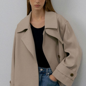 더블유컨셉 숏 더블 트렌치자켓 베이지 L021