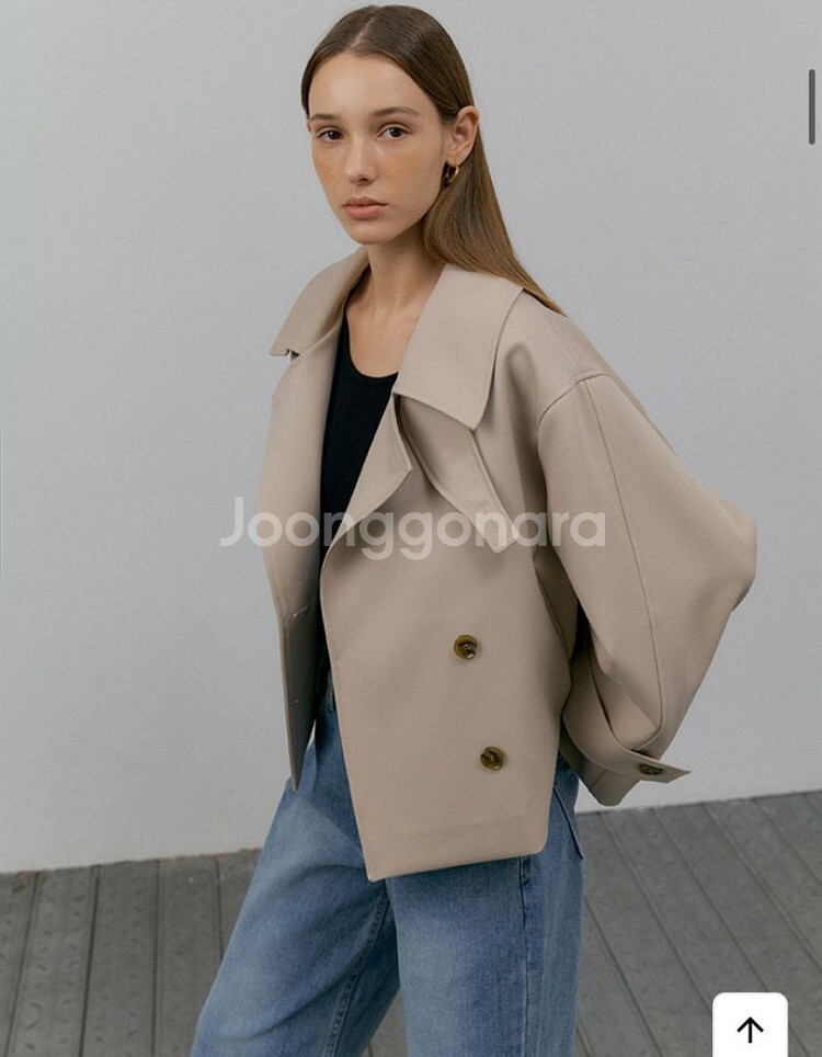 더블유컨셉 숏 더블 트렌치자켓 베이지 L021--1