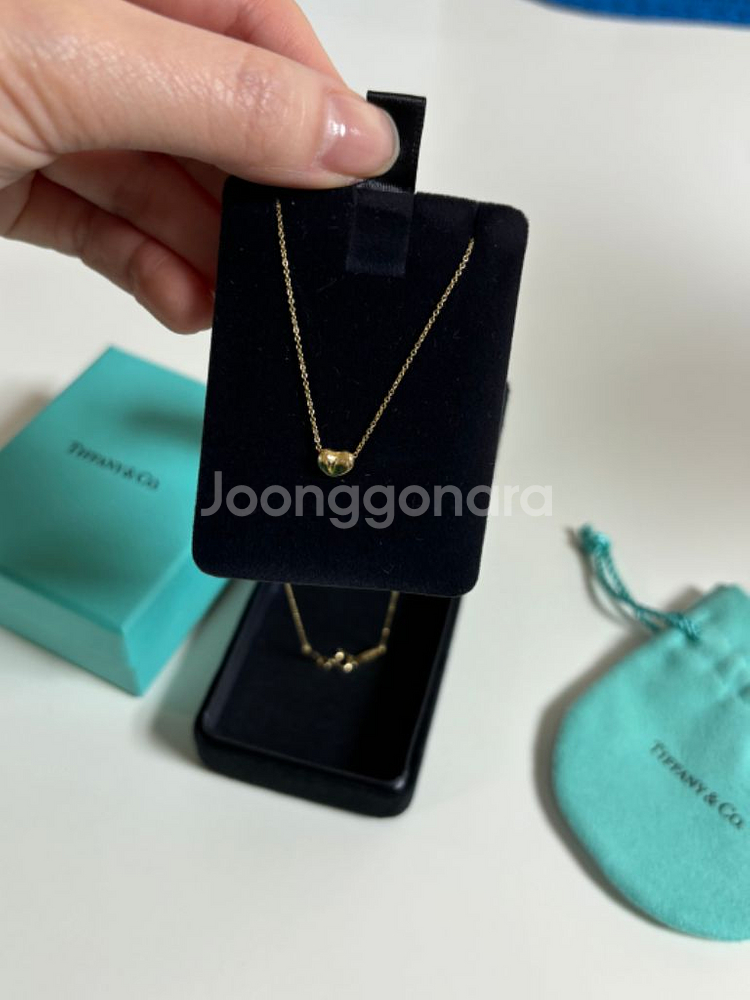 티파니 엘사 퍼레티 빈 목걸이 6.5mm 18k 옐로우--3