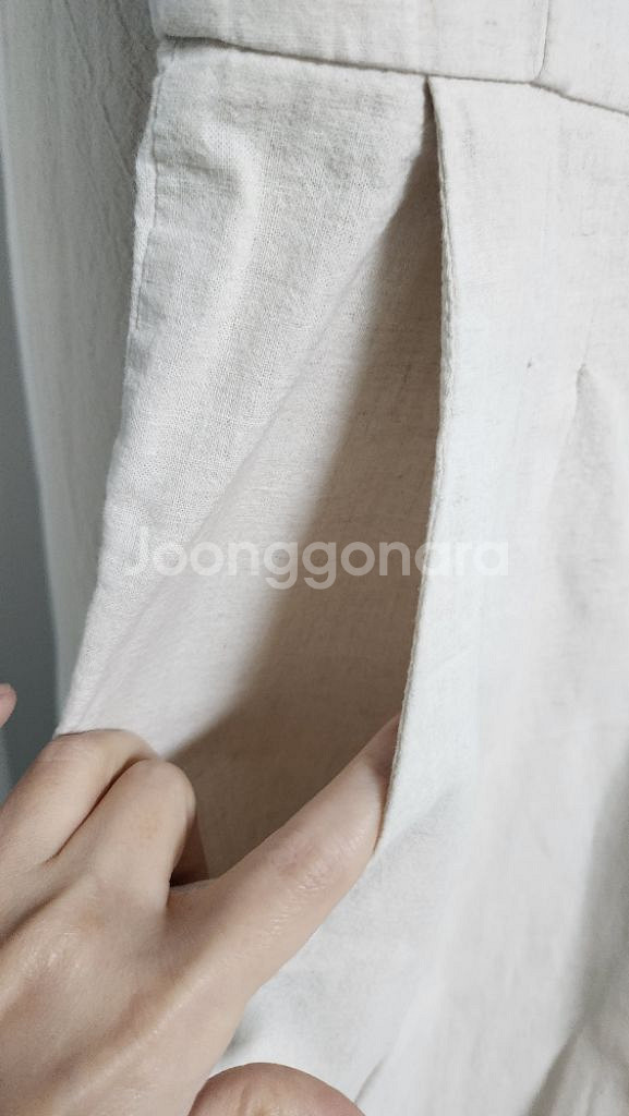 뷔에스트 멜빵 면 마 기본 심플 바지--2