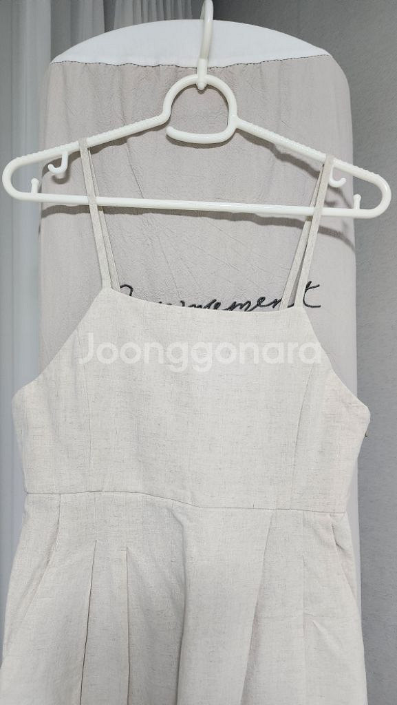 뷔에스트 멜빵 면 마 기본 심플 바지--1