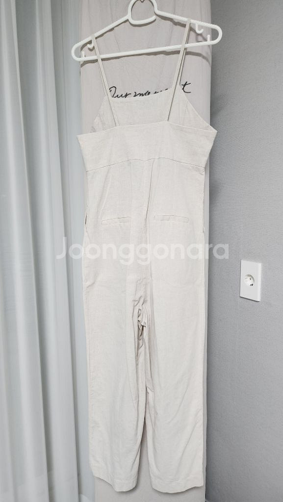 뷔에스트 멜빵 면 마 기본 심플 바지--4