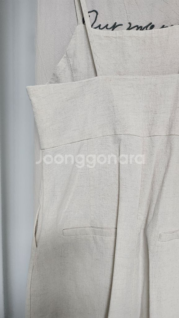 뷔에스트 멜빵 면 마 기본 심플 바지--5