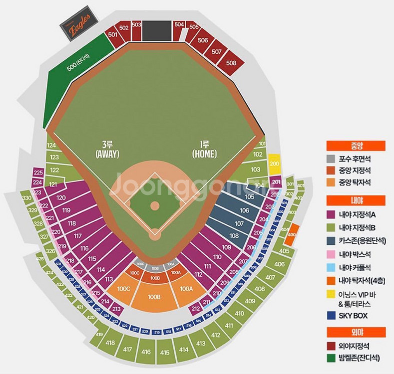 한화이글스 4/18, 4/19 양도 1루 내야지정석--0