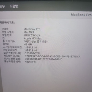 맥북 m3 max 48gv 1tb 300에팝
