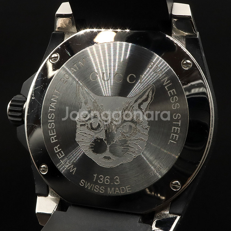 구찌 쿼츠 40MM 미스틱 캣 다이브 러버밴드 시계--5