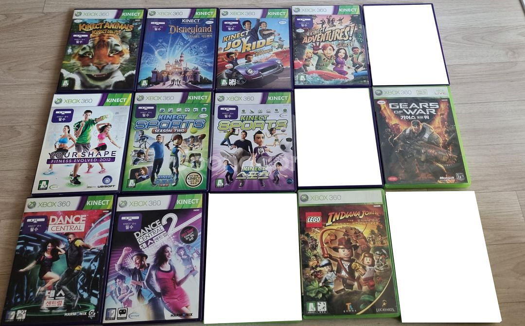 xbox360 + 키넥트 + 게임cd 11개--2