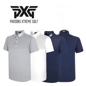 PXG 골프 남성 와플패턴 배색 반팔 카라티