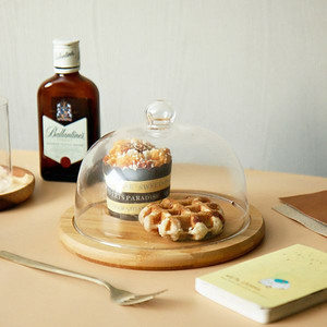 유리뚜껑 뱀부우드 케익돔(미개봉)