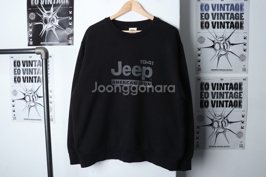 (XXL) 지프 맨투맨 티셔츠 블랙 올드스쿨 빅로고--1