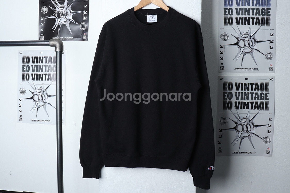 (XL) 챔피온 맨투맨 티셔츠 블랙 기모 올드스쿨--1