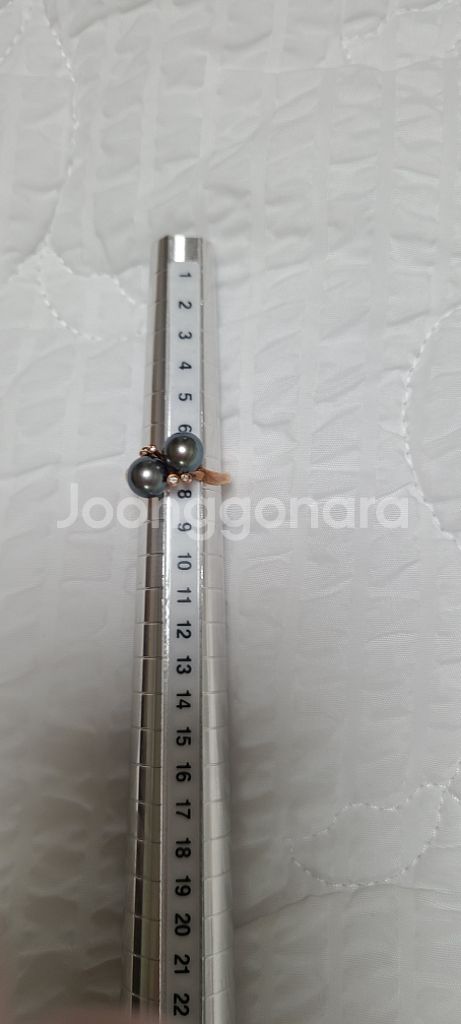 14k 로골 7.4mm남양해수 흑진주2개 반지ㅡ새제품--1
