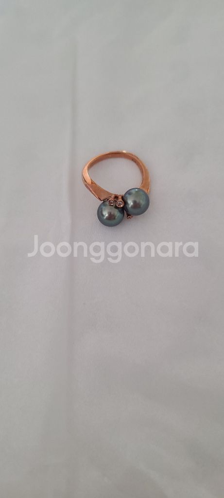 14k 로골 7.4mm남양해수 흑진주2개 반지ㅡ새제품--4