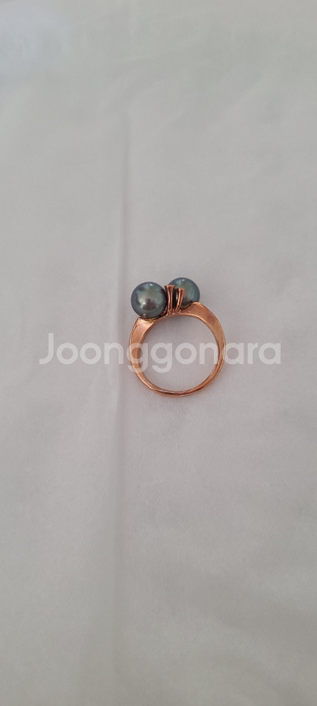 14k 로골 7.4mm남양해수 흑진주2개 반지ㅡ새제품--3