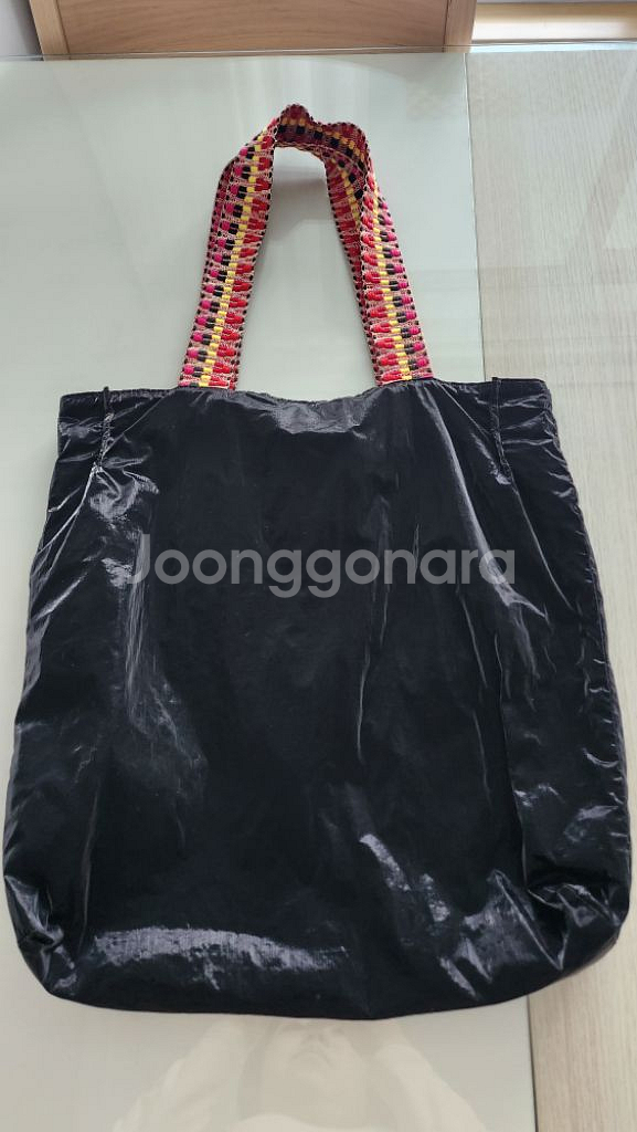 페브릭 블랙 에코백 양면 리버시블 벨벳 플라워 쇼퍼백--4