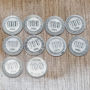 희기동전 백원 동전 1972년부터 1982년도 까지 이미지