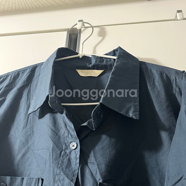 오버핏 셔츠 남방 미니 원피스 네이비--3