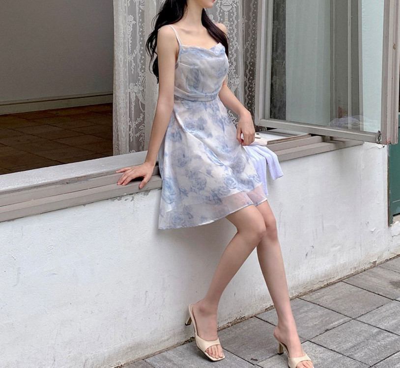 뒤트임 미니 여름 원피스--2