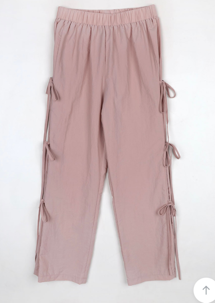 발레코어 리본 와이드 밴딩 팬츠 핑크--1