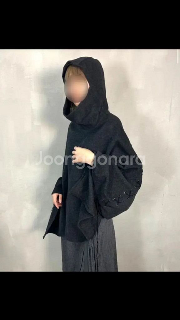 블랙 아일렛 리본 빈티지 케이프 판초 판쵸니트 모리걸--1