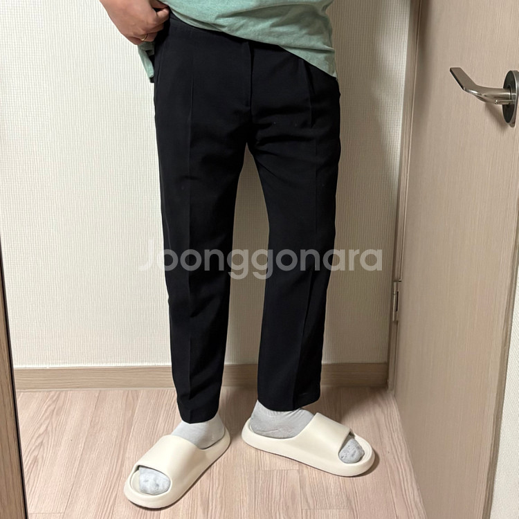 정품 커스텀멜로우 밴딩 원턱 슬랙스 블랙팬츠 바지 30--0