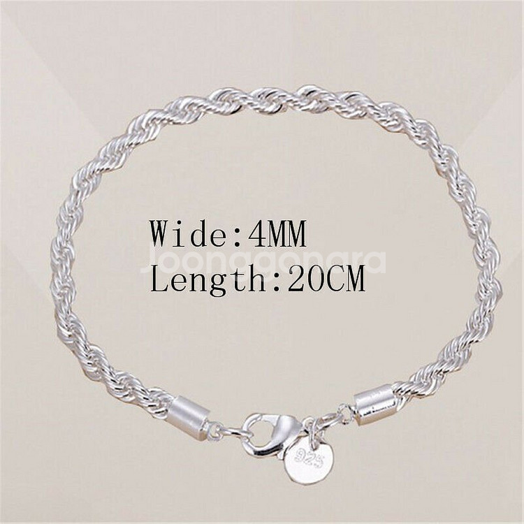 새 실버 925 22cm 팔찌 은 체인 여성 패션 인기--2