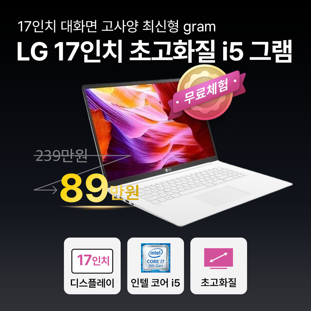 LG 최신형 17인치 그램 대화면 i7/i5 10TH
