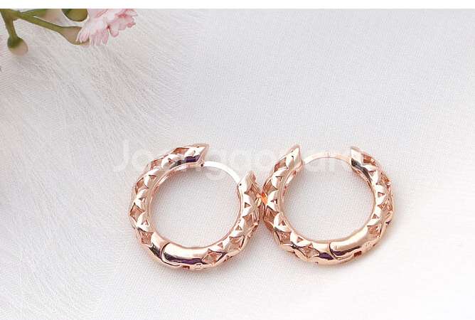 유니크 플라워패턴 데일리 베이직 로즈골드 원터치 링귀걸--0