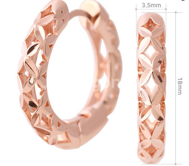 유니크 플라워패턴 데일리 베이직 로즈골드 원터치 링귀걸--2