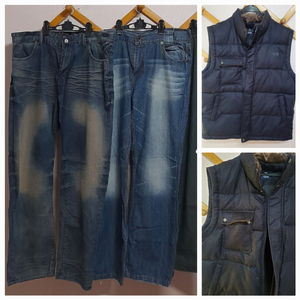 남성 청바지 40인치 3XL, 패딩조끼 4XL 여성가능