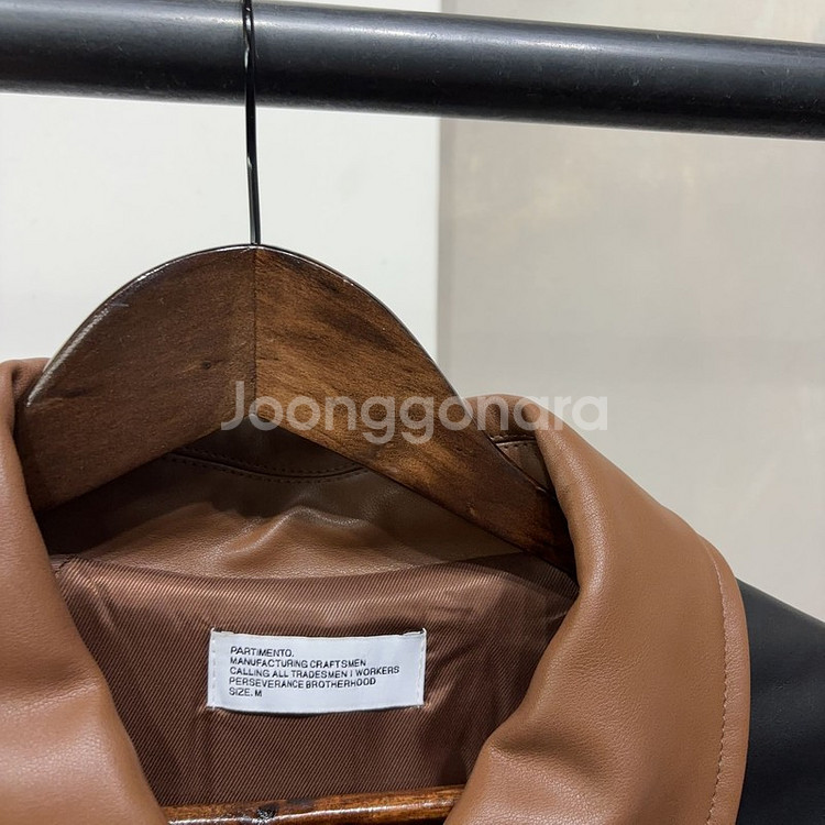 (105) 파르티멘토 스트릿 인조가죽 래더 바시티 자켓--1