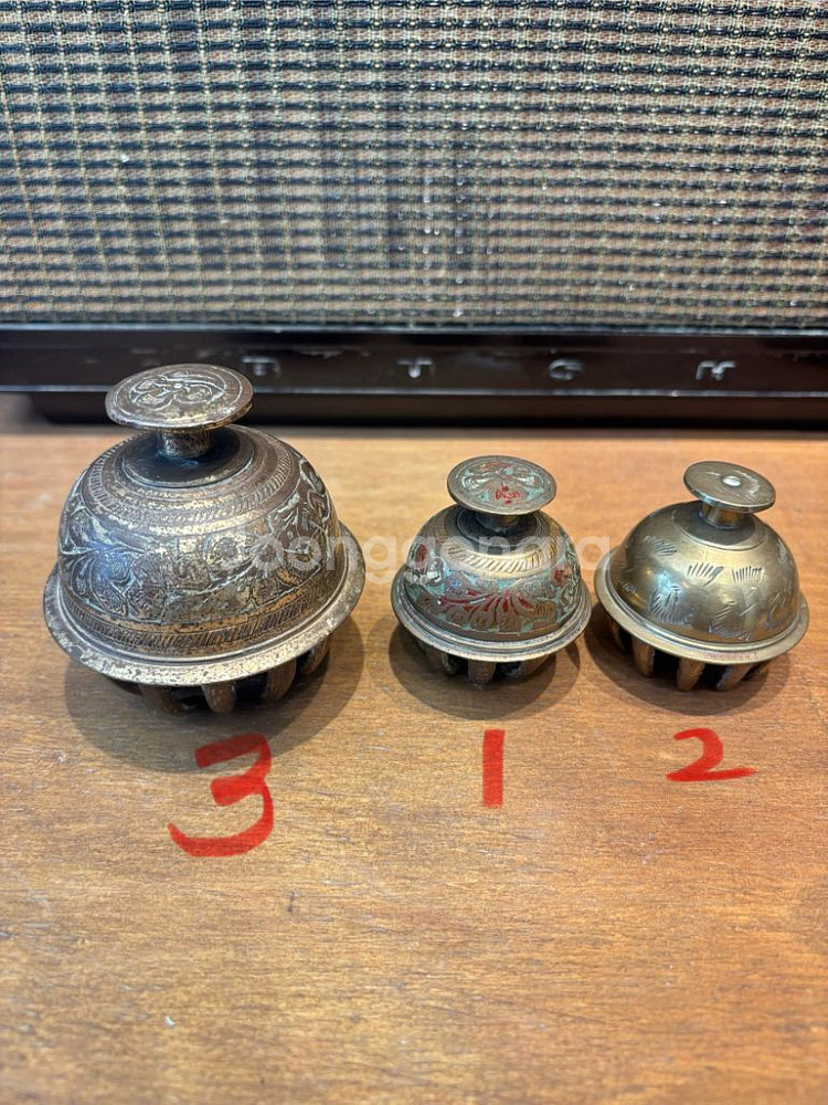 빈티지 앤틱 인도 코끼리 황동 벨 종 #3--4