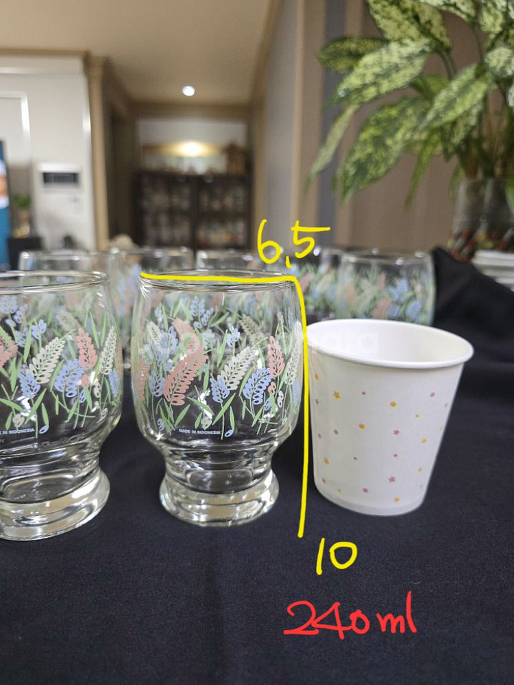 빈티지 레트로 파스텔 보리그림 유리컵~*개당가--9