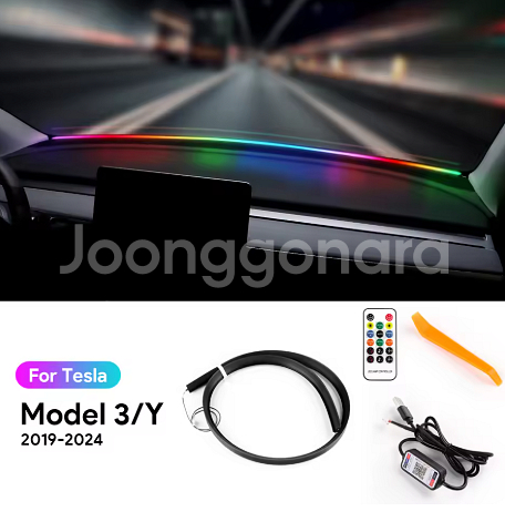 테슬라 모델Y 모델3 전면 유리 LED 엠비언트--0